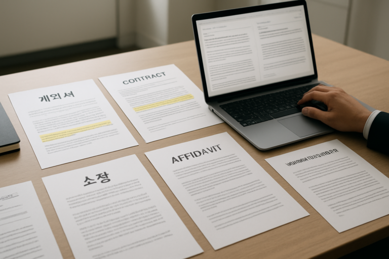 Korean Legal Document Translation: Accurate English-Korean Services for Contracts, Affidavits, and Court Papers | 한국어 법률 문서 번역: 계약서·진술서·소송 서류를 위한 정확한 한영 번역 서비스